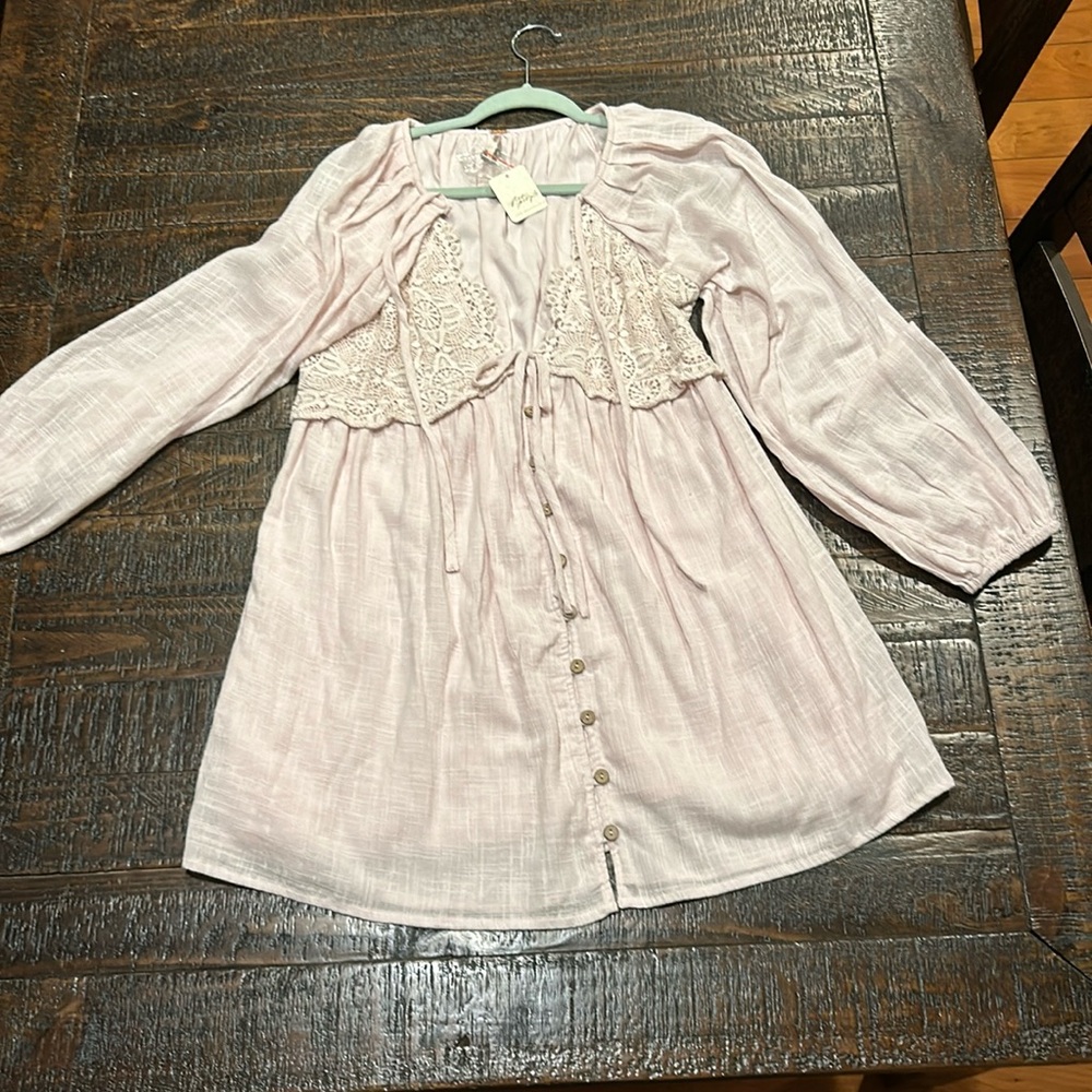 Free people summer struttin’ mini dress Sz Small NWT lilac purple